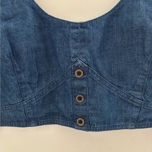 Denim Crop Top with Button Detail